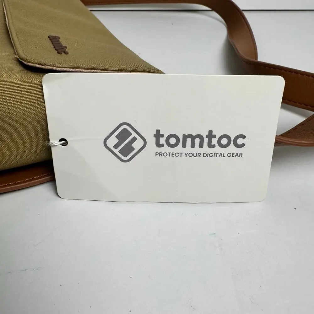 tomtoc Canvas Crossbody Shoulder Messenger Bag Khaki Brown Tablet Travel Case